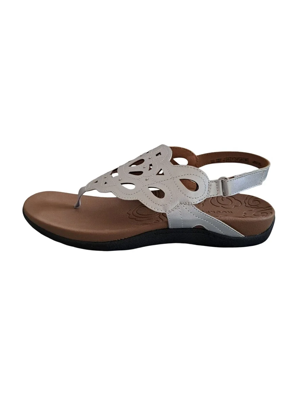 Rockport Ridge Slingback Laser Cut Silver Women Sandals Size 9.5M New With Box